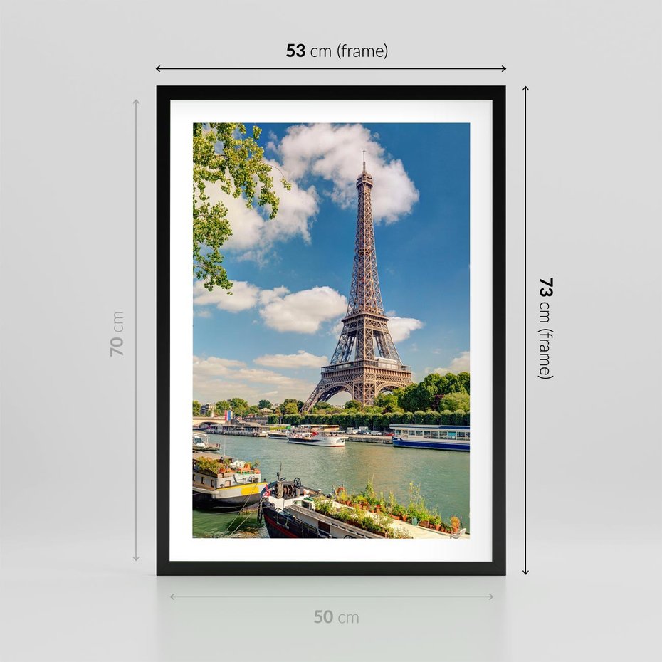 Plakat w ramie 50x70 - Paryżska ikona Francji - wieża Eiffla, Paryż - rama czarna
