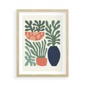 Plakat w ramie 50x70 - Abstrakcyjne Roślinne Formy - nowoczesna grafika, rośliny - rama drewno