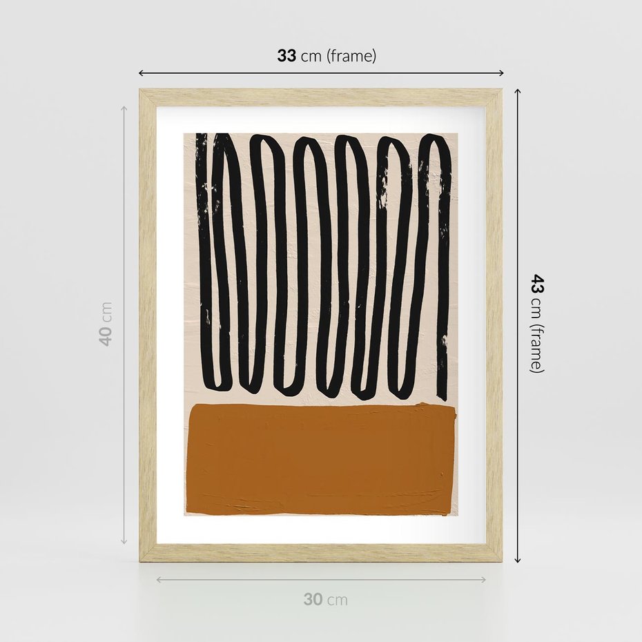 Plakat w ramie 30x40 - Boho Impulsy Kreatywności - abstrakcyjny plakat, brąz - rama drewno