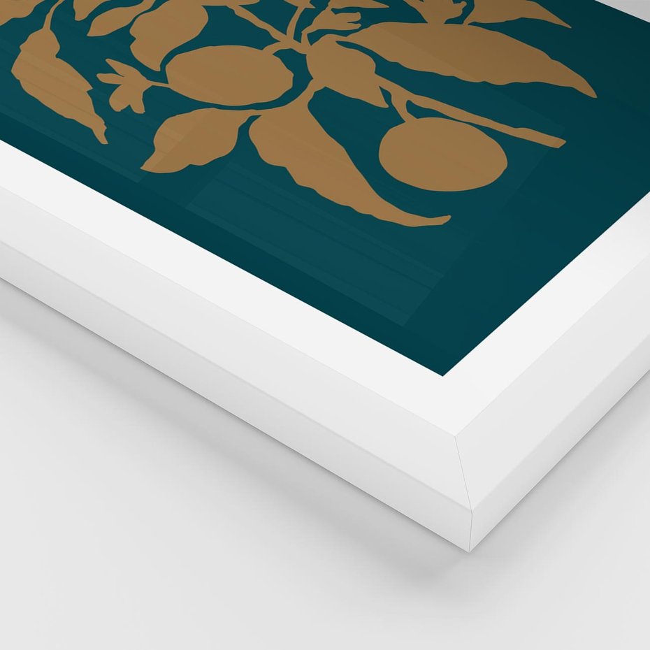 Plakat w ramie 30x40 - Boho Ekspresja Emocji - abstrakcyjna boho grafika, ciemne zielone tłó - rama biała