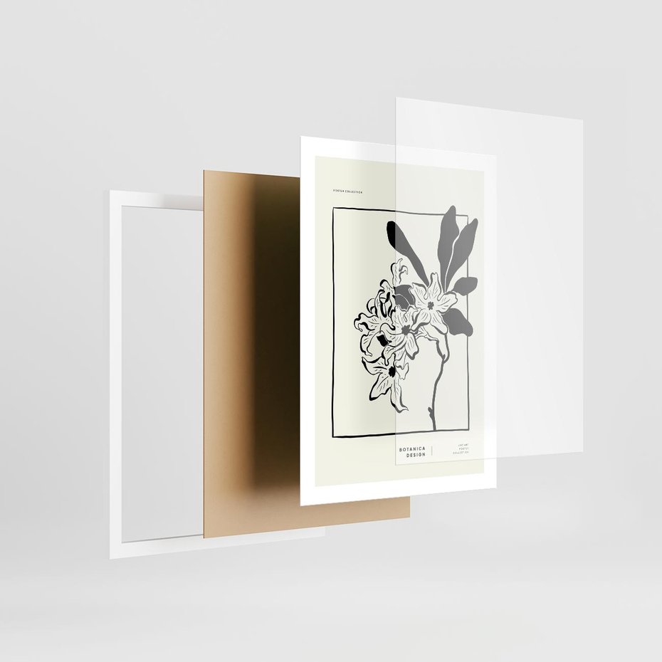 Plakat w ramie 50x70 - Kwiatowe przestrzenie - kwiat, grafika - rama biała