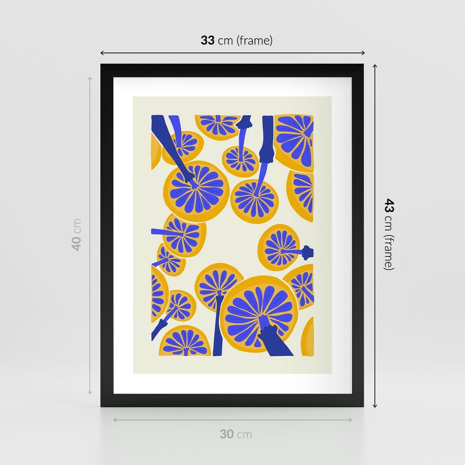 Plakat w ramie 30x40 - Malowane w słońcu - abstrakcyjna kompozycja, grzyby - rama czarna