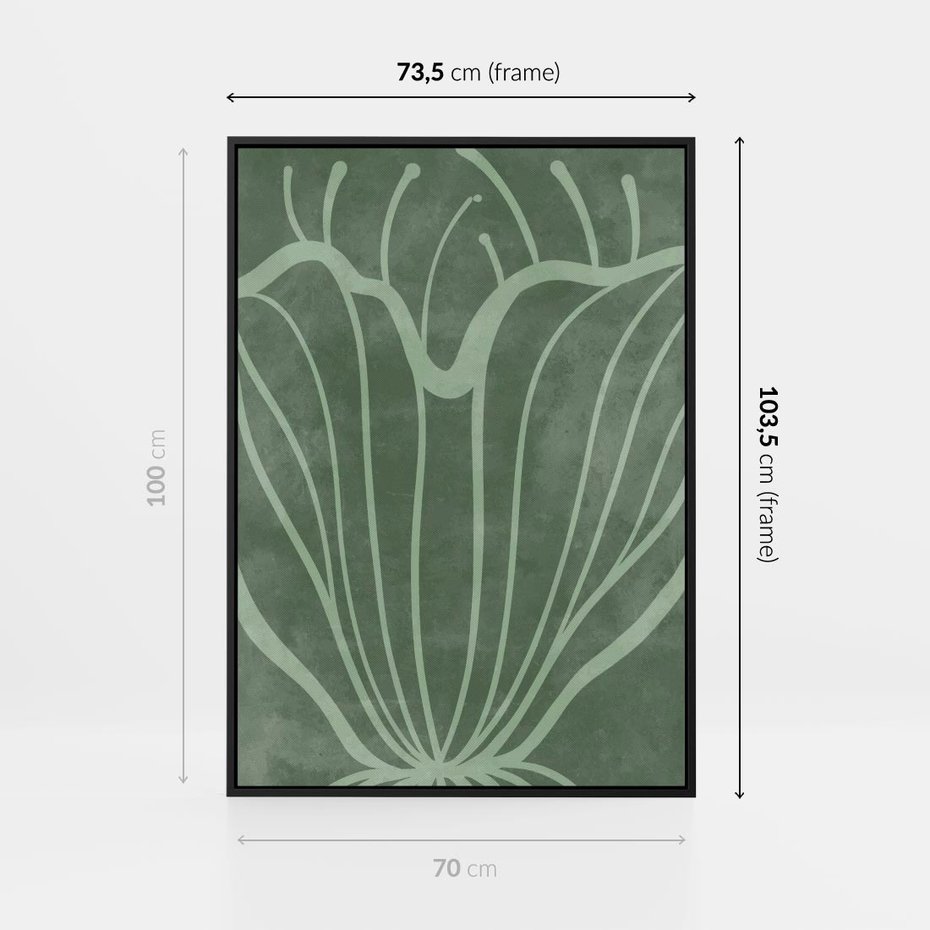 Obraz w ramie 70x100 - Zieleń Kształtująca Spokój - zielony plakat, roślinne inspiracje - rama czarna