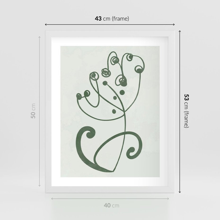 Plakat w ramie 40x50 - Zieleń Wyjątkowego Ukojenia - zielony odcień, abstrakcja - rama biała