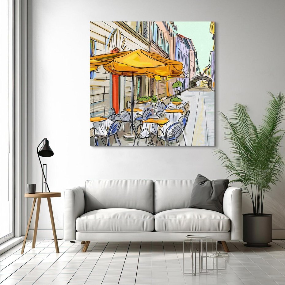 Obraz na płótnie 50x50 - Kawiarenkowy Szkic - malowany, szkic