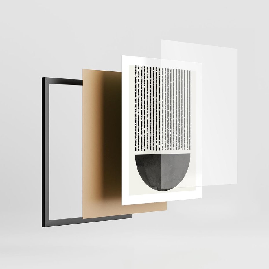 Plakat w ramie 30x40 - Taniec Impulsów - abstrakcyjne czarno białe formy, minimalizm - rama czarna