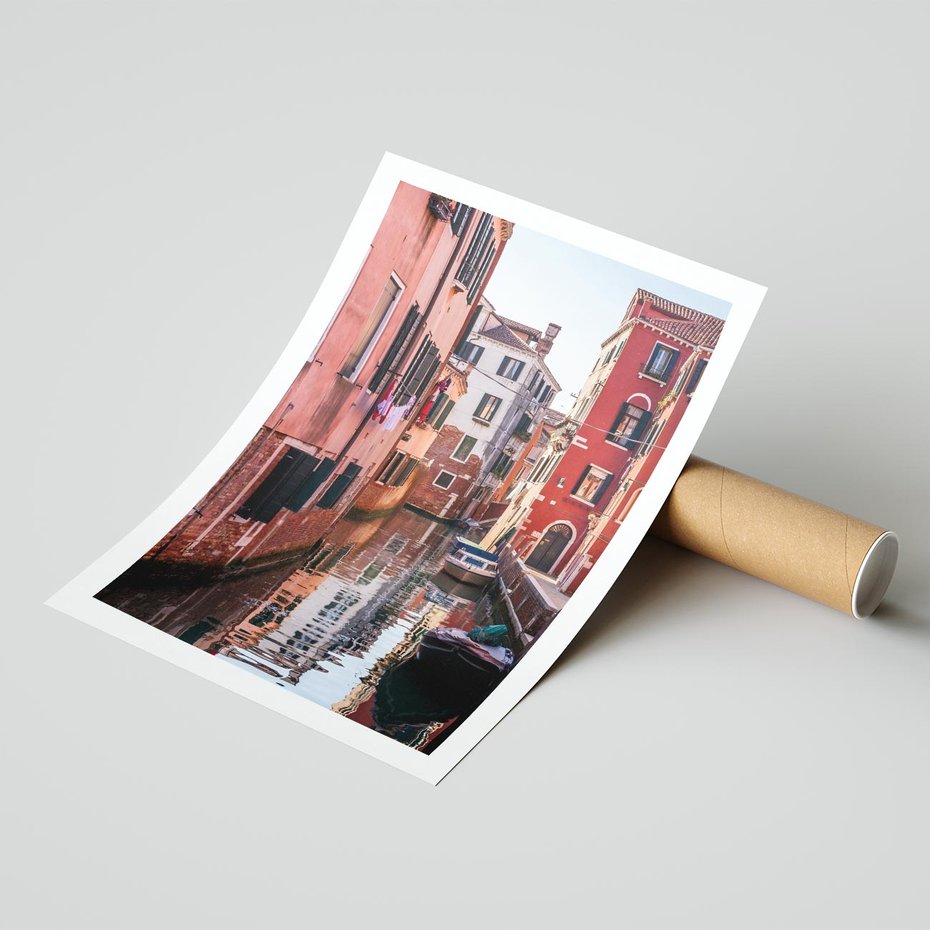 Plakat bez ramy 21x30 - Przejażdżka gondolą przez Wenecję - Wenecja, kanały