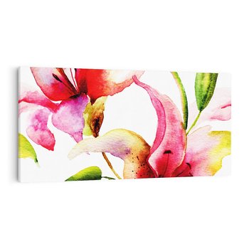 Obraz na płótnie 140x70 - Kwiaty w akwareli - delikatne piękno - kwiaty, akwarela