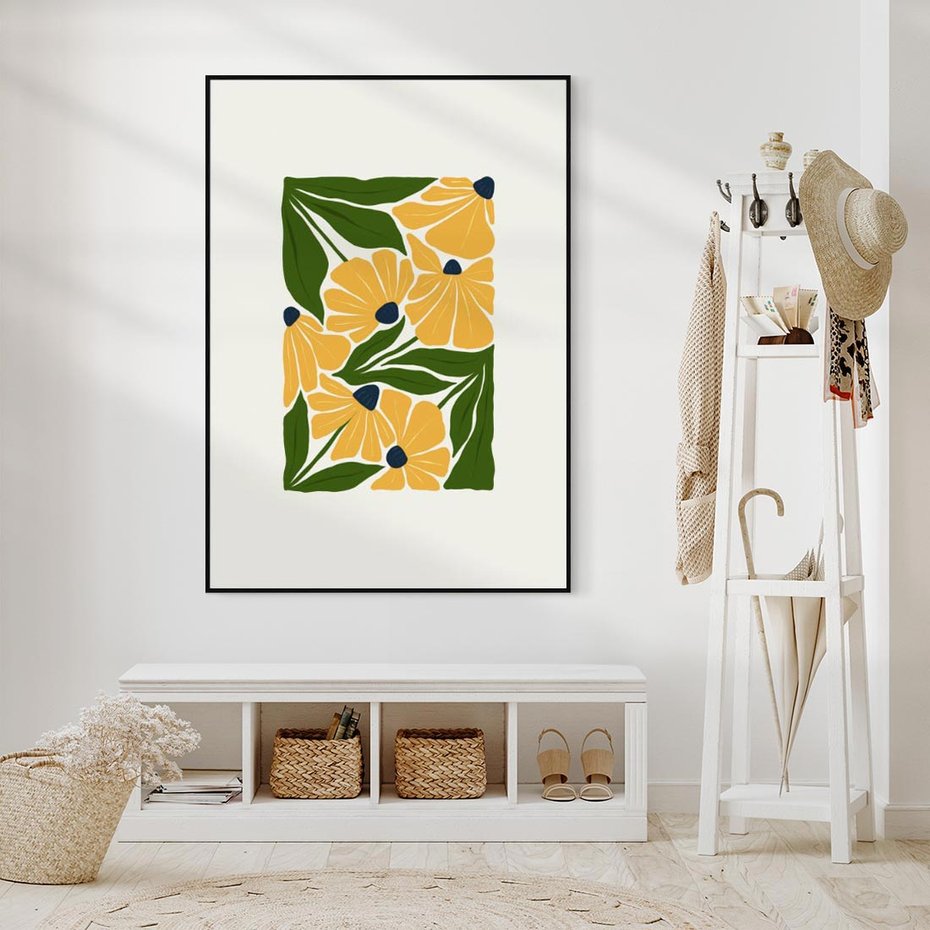 Obraz w ramie 50x70 - Świetliste Kwiaty Natury - kwiaty, nowoczesna grafika - rama czarna