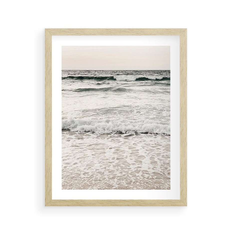 Plakat w ramie 40x50 - Szarość Morza - morze, fale - rama drewno