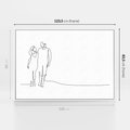 Obraz w ramie 120x80 - Wspólne Kroki - line art, szkic - rama biała