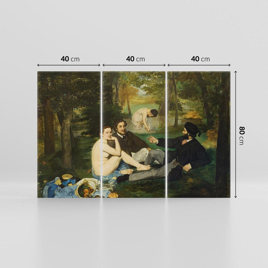 Obraz na płótnie 120x80 - "Śniadanie na trawie" (1863) Edouard Manet - Reprodukcja - reprodukcja, obraz na płótnie