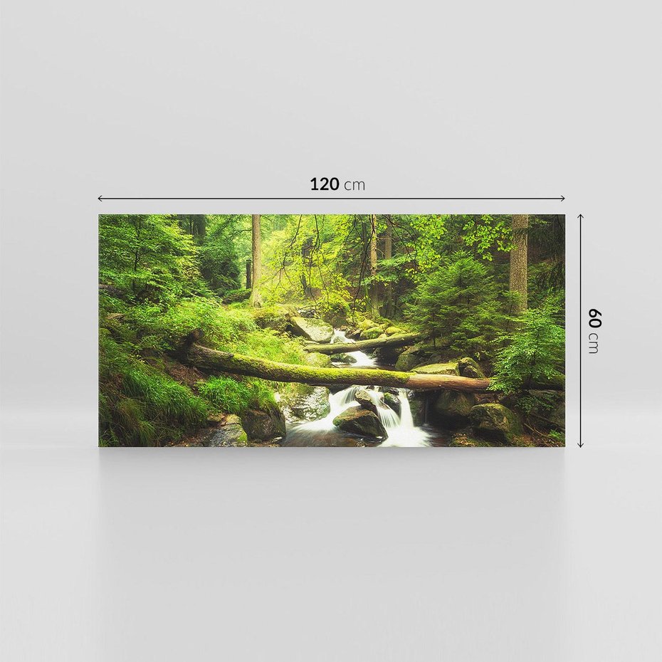 Obraz na płótnie 120x60 - Magiczny Strumień w Lesie - strumień, las