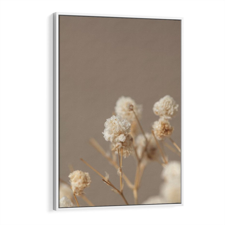 Obraz w ramie 80x120 - Przezroczyste piękno - gipsówka, suche - rama biała