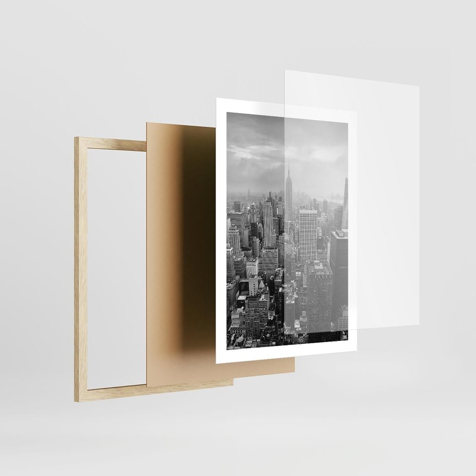 Plakat w ramie 50x70 - Majestatyczne Wysokości - Nowy Jork, wieżowce - rama drewno