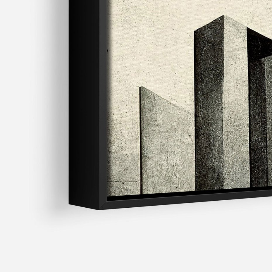 Obraz w ramie 50x70 - Mroczne Wieżowce - postarzana grafika, perspektywa budynków wieżowców - rama czarna