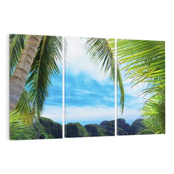 Obraz na płótnie 120x80 - Palmy tańczące na tropikalnej plaży - palmy, plaża