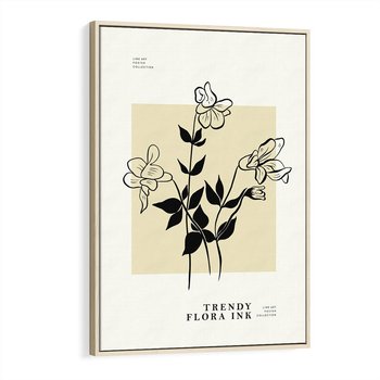 Obraz w ramie 50x70 - Malowane szkicowe tęsknoty - kwiaty, typografia - rama drewno