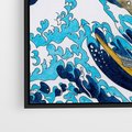 Obraz w ramie 50x70 - Wzburzone Morze - wielka fala w kaganawie, Hokusai - rama czarna