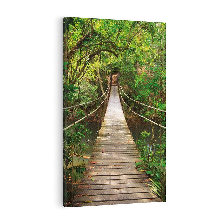 Obraz na płótnie 50x70 - Przez Dżunglę - most, linowy
