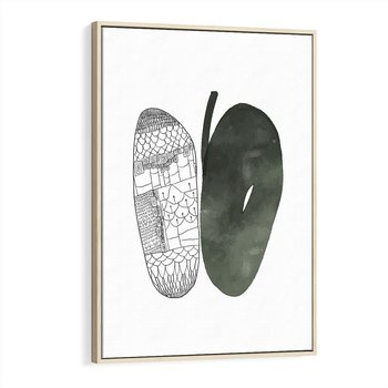 Obraz w ramie 50x70 - Przesunięte Jabłko - minimalistyczny plakat, jabłko - rama drewno