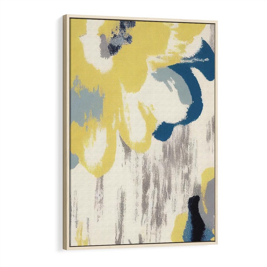Obraz w ramie 80x120 - Kwiatowe Impresje - malowane duże kwiaty, kolory żółty - rama drewno