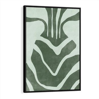 Obraz w ramie 50x70 - Zieleń Odpoczynku - zielony plakat, nieregularne splątane linie - rama czarna