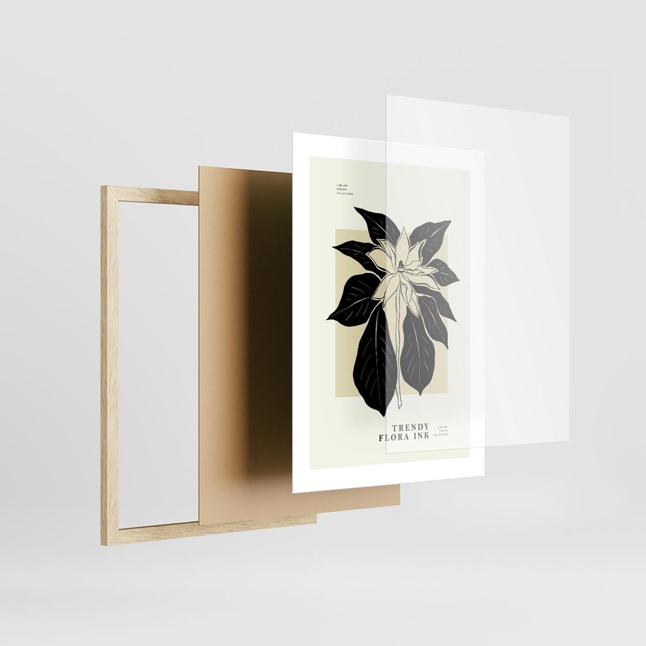 Plakat w ramie 30x40 - Melancholia przerywanych linii - wiaty, typografia - rama drewno