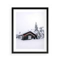 Plakat w ramie 40x50 - Zimowy Azyl: Domek w Górach - domek w górach, śnieg - rama czarna