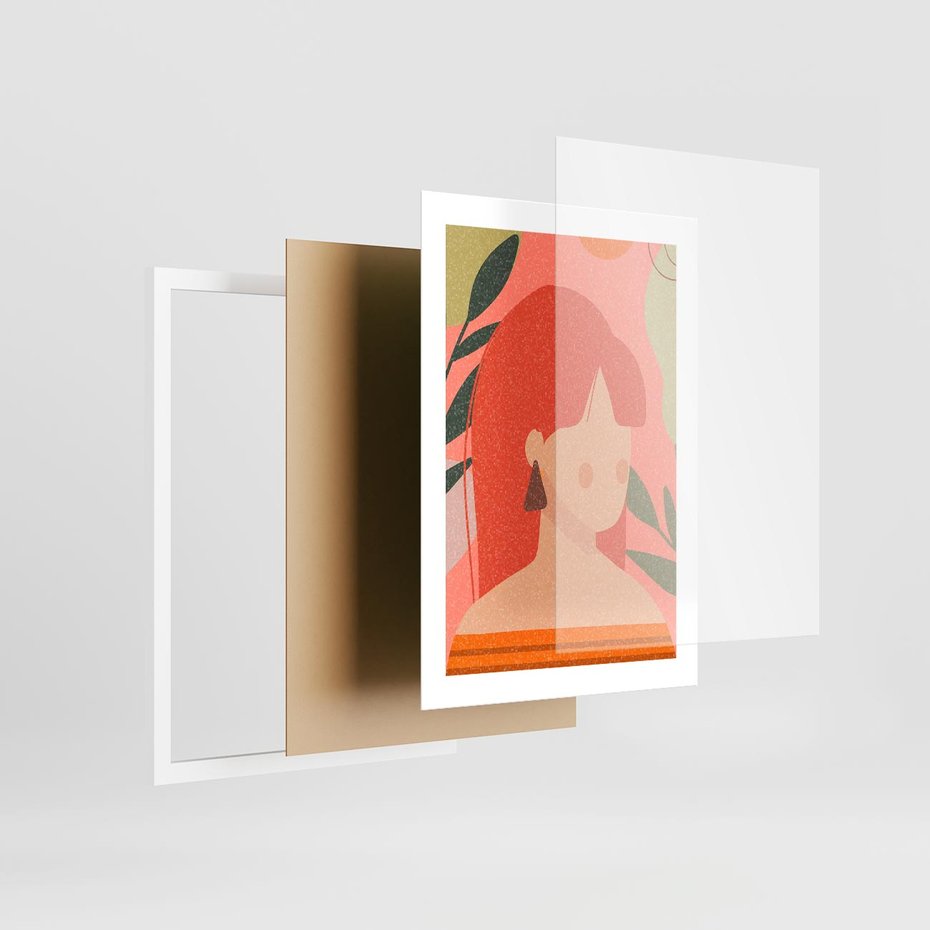 Plakat w ramie 30x40 - Kobieca Refleksja - nowoczesny plakat, styl retro - rama biała