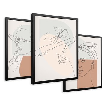 Zestaw obrazy w ramie 30x40 galeria - Minimalistyczne, nowoczesne, boho - rama czarna