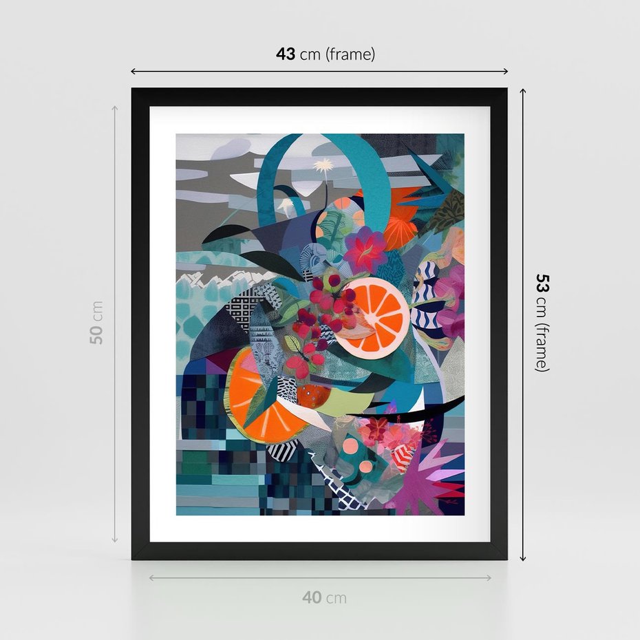 Plakat w ramie 40x50 - Migocące Widoki Harmonii - abstrakcyjny obraz, jak picasso - rama czarna