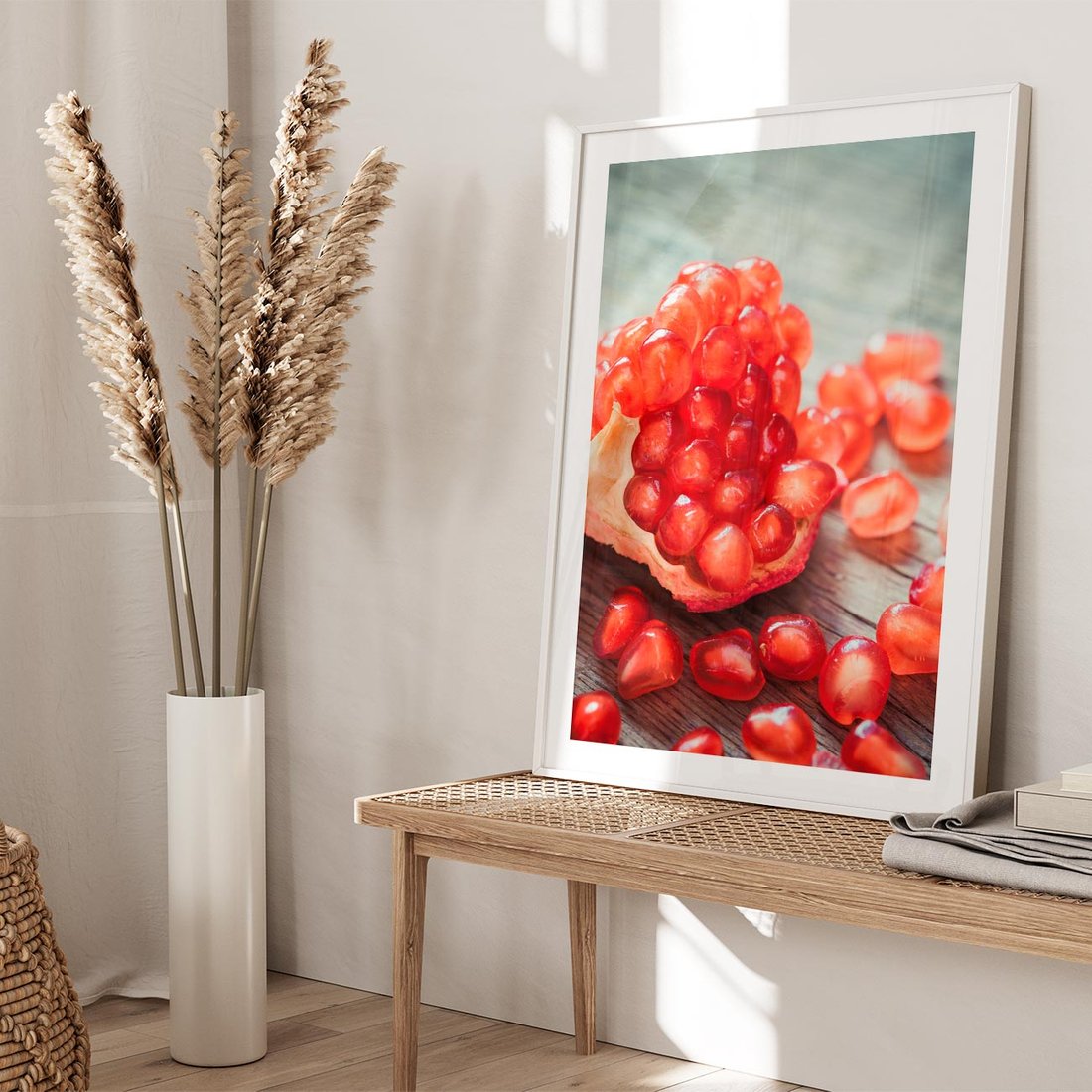 Plakat w ramie 50x70 - Granatowa Inspiracja Kuchni - granat, kuchnia - rama biała