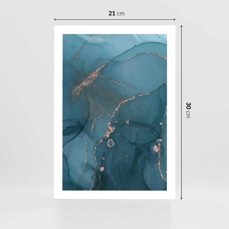 Plakat bez ramy 21x30 - Marmurowa Elegancja: Kolory Oceanu - marmur, kolory oceanu