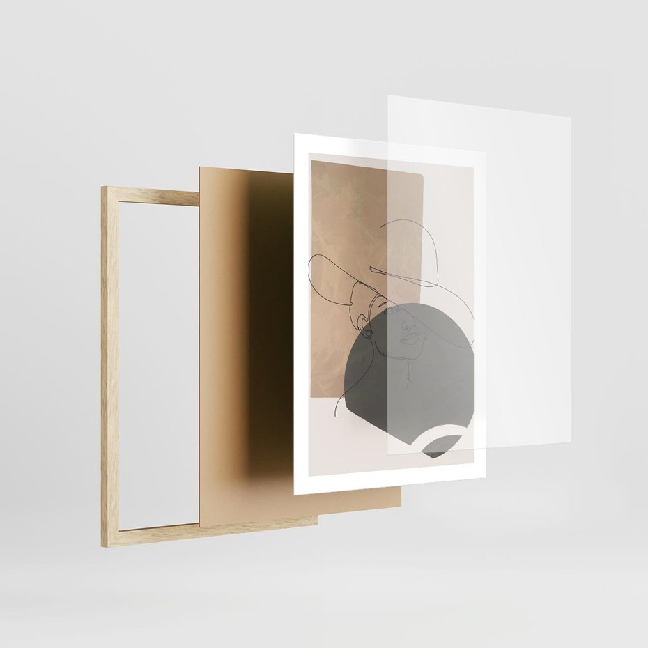 Plakat w ramie 50x70 - Geometryczna Elegancja: One Line - geometria, nowoczesna sztuka - rama drewno