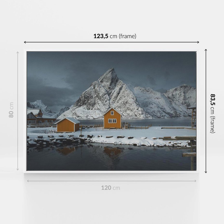 Obraz w ramie 120x80 - Minimalizm i Urok Natury - skandynawskie, domki - rama biała