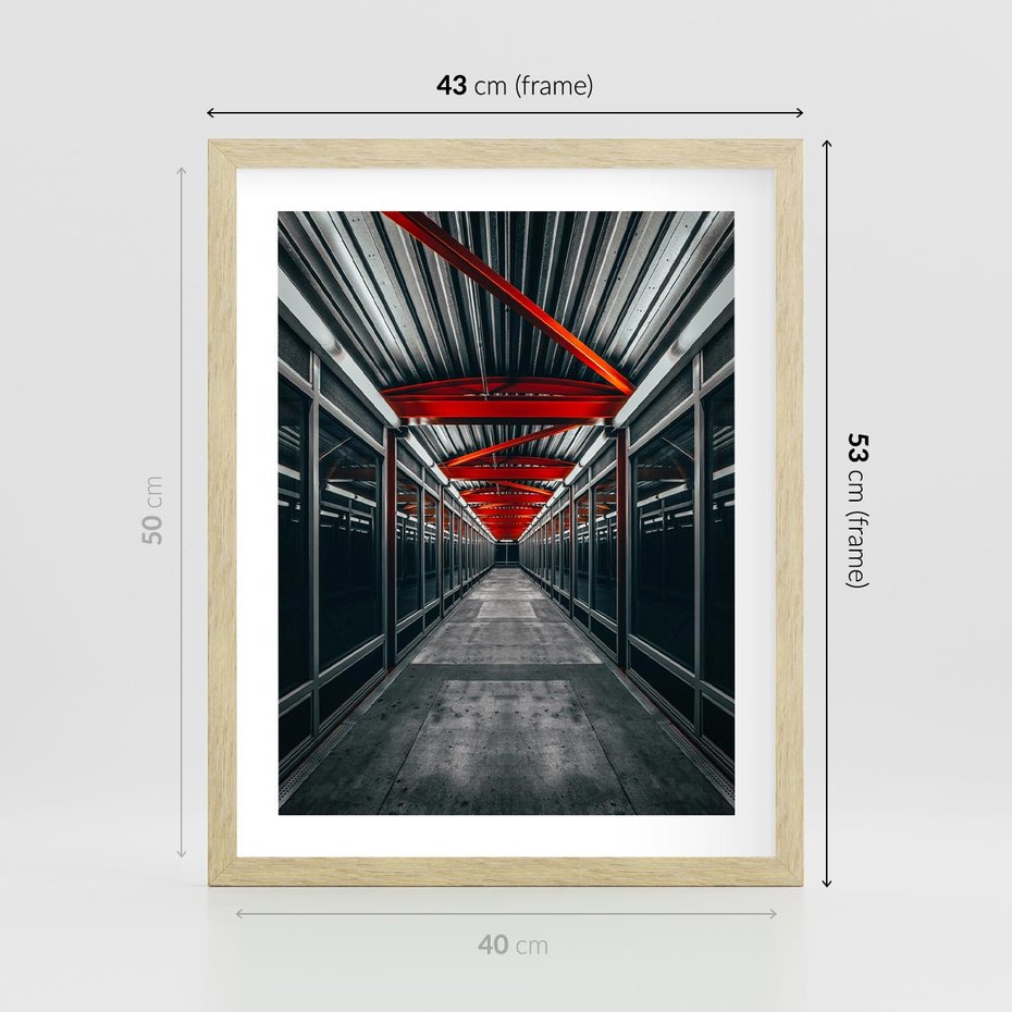 Plakat w ramie 40x50 - Nieskończoność Przestrzeni - korytarz, perspektywa - rama drewno