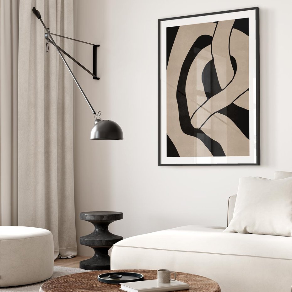 Plakat w ramie 40x50 - Obce Wariacje - abstrakcyjne linie, mroczny plakat - rama czarna