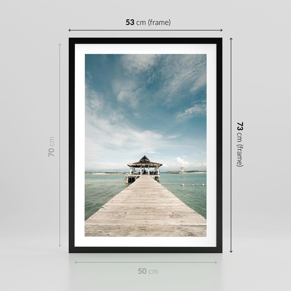 Plakat w ramie 50x70 - Magia Morza i Piękno Plaży - Hawaje, morze - rama czarna