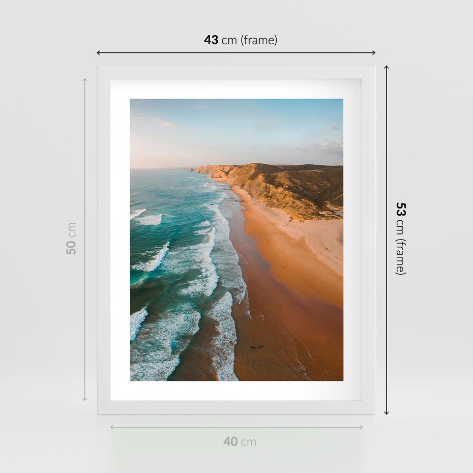 Plakat w ramie 40x50 - Z Lotu Ptaka - fotografia, plaża - rama biała