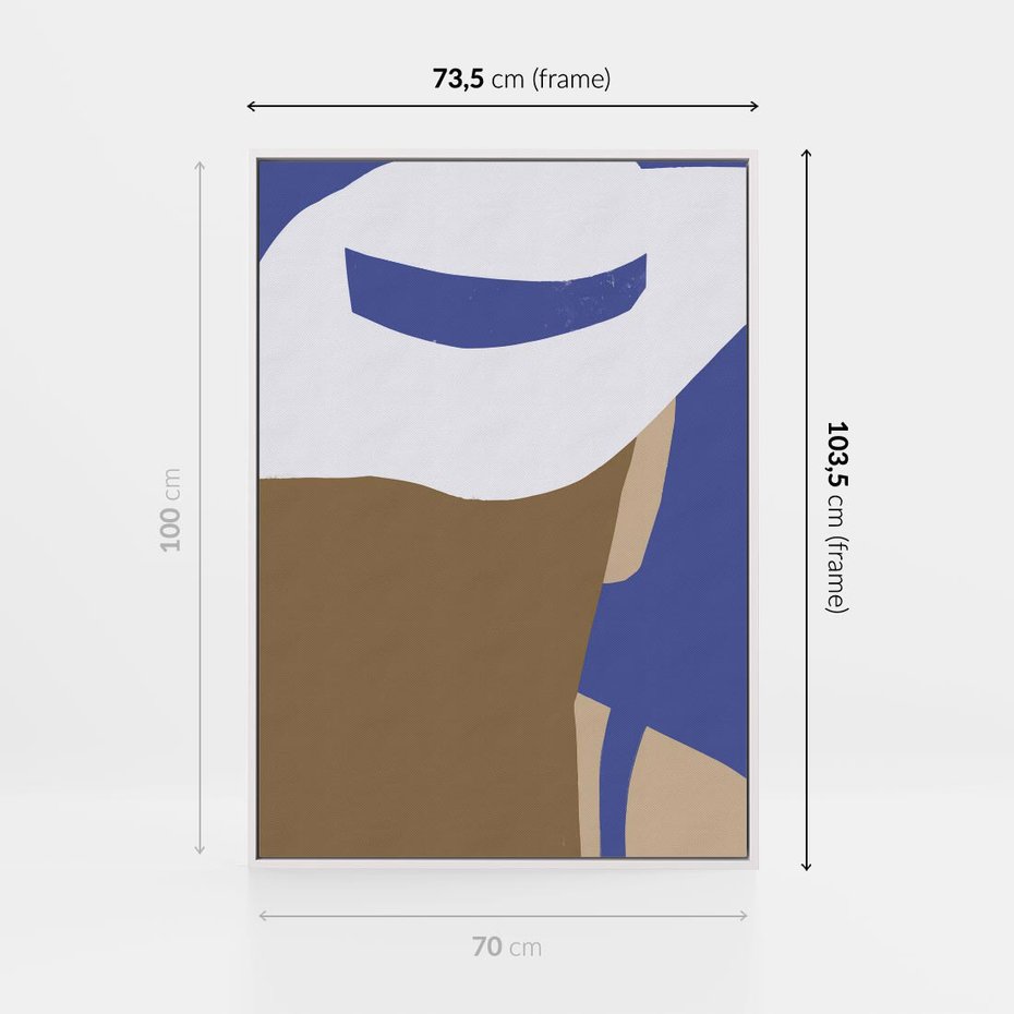 Obraz w ramie 70x100 - Kobiecy Wiatr - plakat retro, kobieta w kapeluszu - rama biała