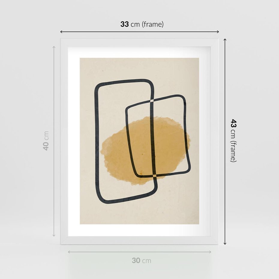 Plakat w ramie 30x40 - Rozkwitające Formy - abstrakcyjne nieregularne kształty, minimalistyczny plakat - rama biała