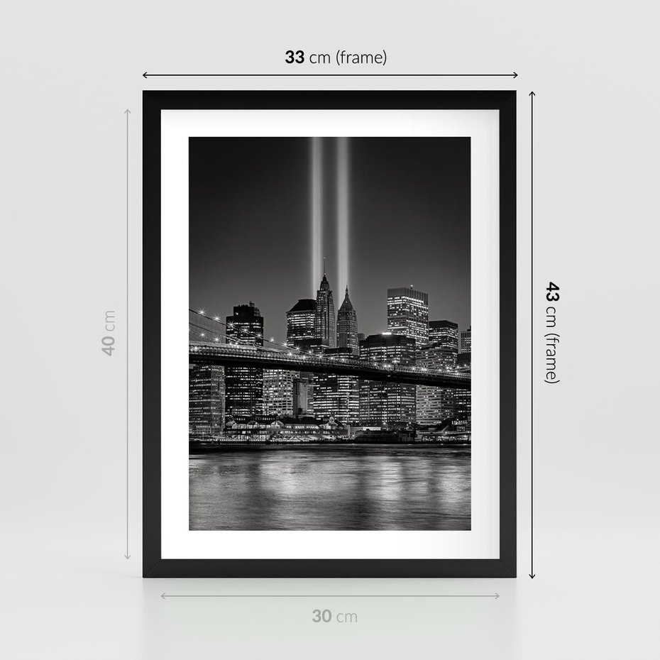 Plakat w ramie 30x40 - Miasto ożywione nocą - miasto, noc - rama czarna