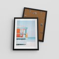Plakat w ramie 30x40 - Letnia Idylla - plaża, domek na plaży - rama czarna