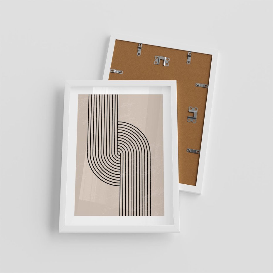 Plakat w ramie 30x40 - Puls Abstrakcji - abstrakcyjne linie, geometria - rama biała