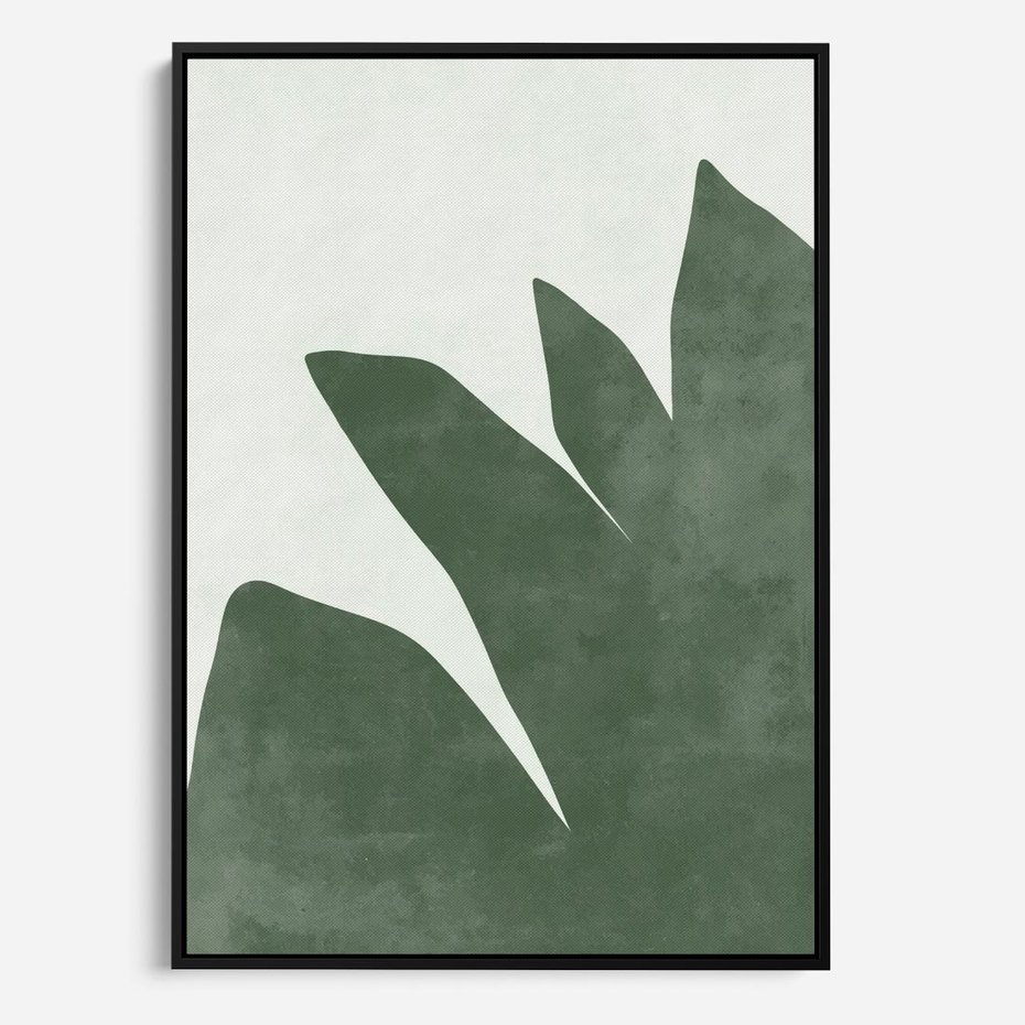Obraz w ramie 50x70 - Oaza Harmonii - abstrakcyjny kształt, zielony plakat - rama czarna