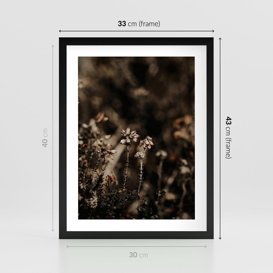 Plakat w ramie 30x40 - Jesienny Urok - suche trawy, jesienny pejzaż - rama czarna