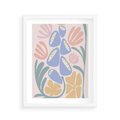 Plakat w ramie 40x50 - Minimalistycznie i Pastelowo - pastelowe kwiaty, na beżowym tle - rama biała