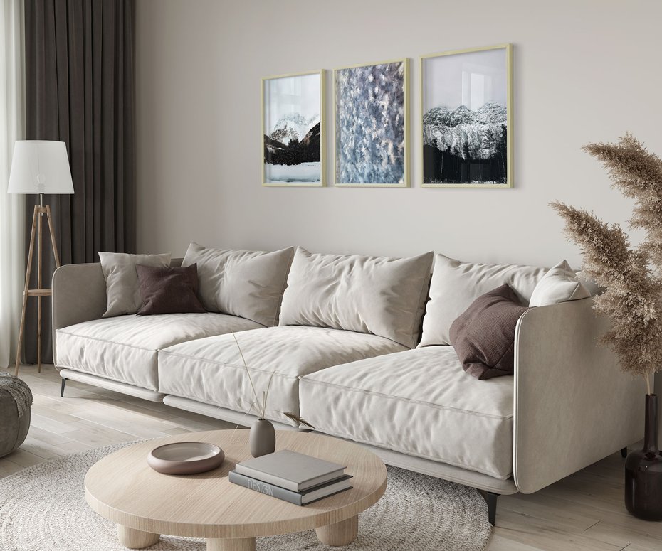 Zestaw obrazy w ramie 50x70 galeria - Zima, góry, śnieg, szron - rama drewno