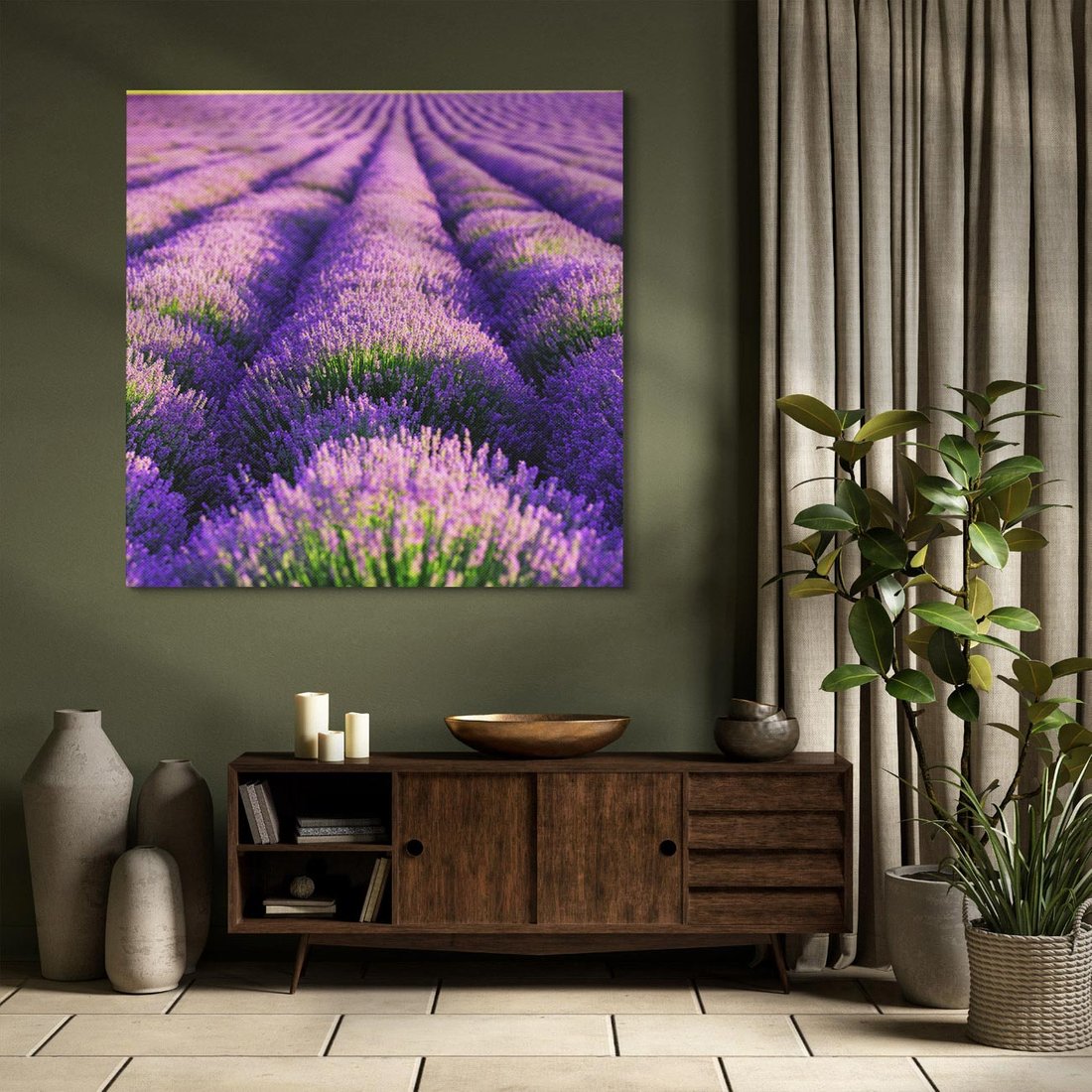 Obraz na płótnie 40x40 - Malownicze Pole Lawendy - lawenda, pole